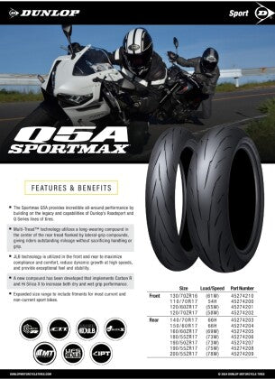 Dunlop Sportmax Q5a Front 120/70zr17 (58w) Radial - Santa Clara Cycle