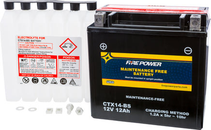 Fire Power Ctx14 Bs Maintenance Free Battery - Santa Clara Cycle