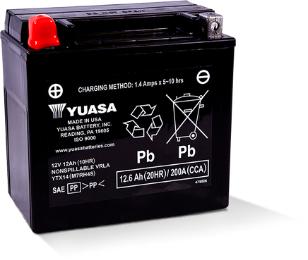 Yuasa Battery Ytx14 Sealed Factory Activated - Santa Clara Cycle