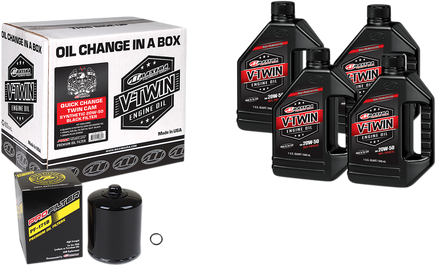 MAXIMA RACING OIL Quick Change Twin Cam Synthetic 20W-50 Oil Change Kit - Black Filter 90-119014PB