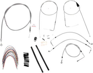 BURLY BRAND Complete Stainless Braided Handlebar Cable/Brake Line Kit - 14