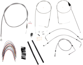BURLY BRAND Complete Stainless Braided Handlebar Cable/Brake Line Kit - 14" Ape Hangers - '07 Touring B30-1088