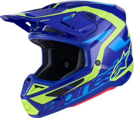 ALPINESTARS SM7 Helmet - Deed - Gloss Blue/Yellow Fluo - Small 8302426-7253-S