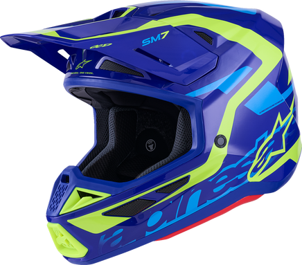 ALPINESTARS SM7 Helmet - Deed - Gloss Blue/Yellow Fluo - Small 8302426-7253-S