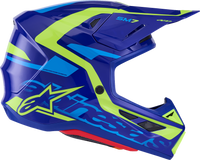 ALPINESTARS SM7 Helmet - Deed - Gloss Blue/Yellow Fluo - Small 8302426-7253-S