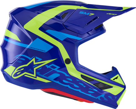 ALPINESTARS SM7 Helmet - Deed - Gloss Blue/Yellow Fluo - Small 8302426-7253-S