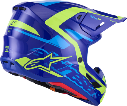 ALPINESTARS SM7 Helmet - Deed - Gloss Blue/Yellow Fluo - Small 8302426-7253-S