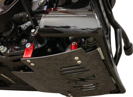 THRASHIN SUPPLY CO. Skid Plate - Carbon Fiber/Forged - With Red Brackets - FLHX/FLTRX TSC-3035-2