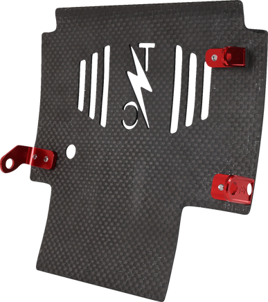 THRASHIN SUPPLY CO. Skid Plate - Carbon Fiber/Forged - With Red Brackets - FLHX/FLTRX TSC-3035-2