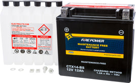 Fire Power Ctx14 Bs Maintenance Free Battery - Santa Clara Cycle